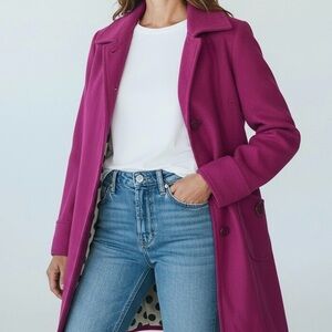 Tulle Magenta Peacoat M – Polka Dot Lined, Mid-Length Size Medium